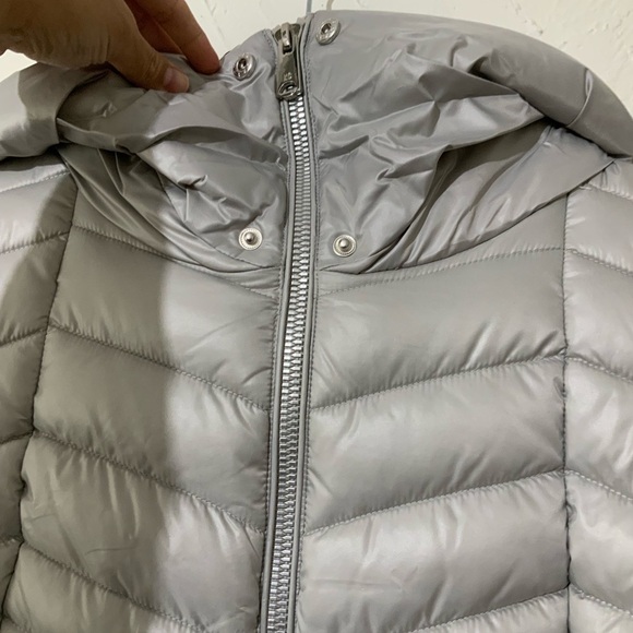 Kenneth Cole New York Soft Cire Funnel Neck Puffer Coat Silver Sz XL - Picture 6 of 13